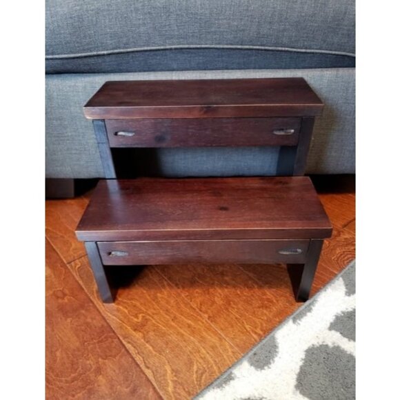 Wooden Two Step Stool - Heavy Duty 2 Step Stool for Adult and Kids - Picture 1 of 2